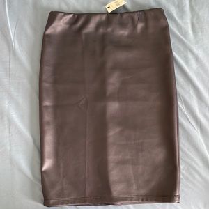 Navy Faux Leather Pencil Skirt